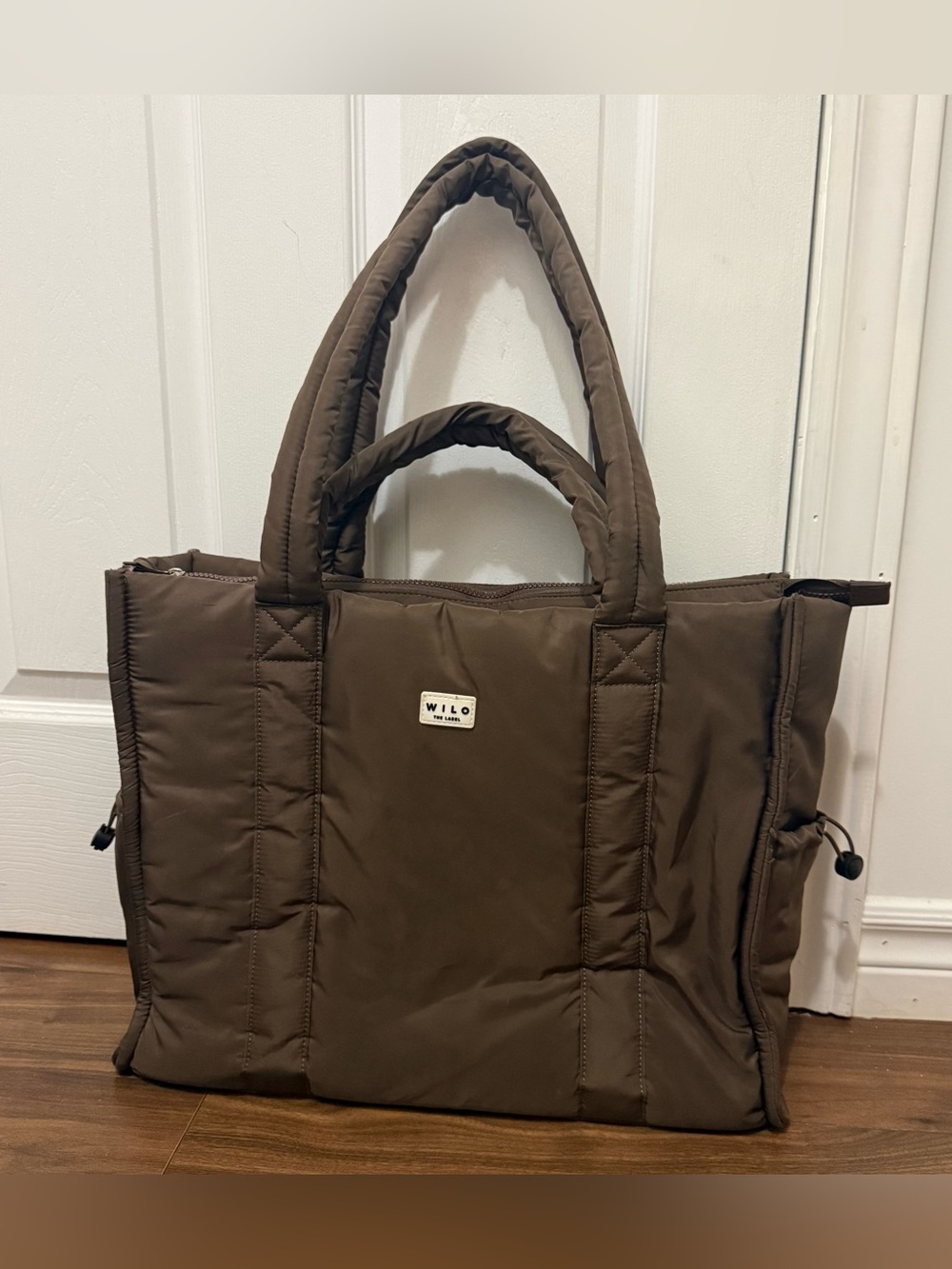 Wilo Quilted Tote Bag in Brown